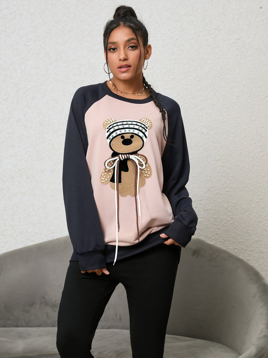 Bear Graphic Raglan Sleeve Sweatshirt